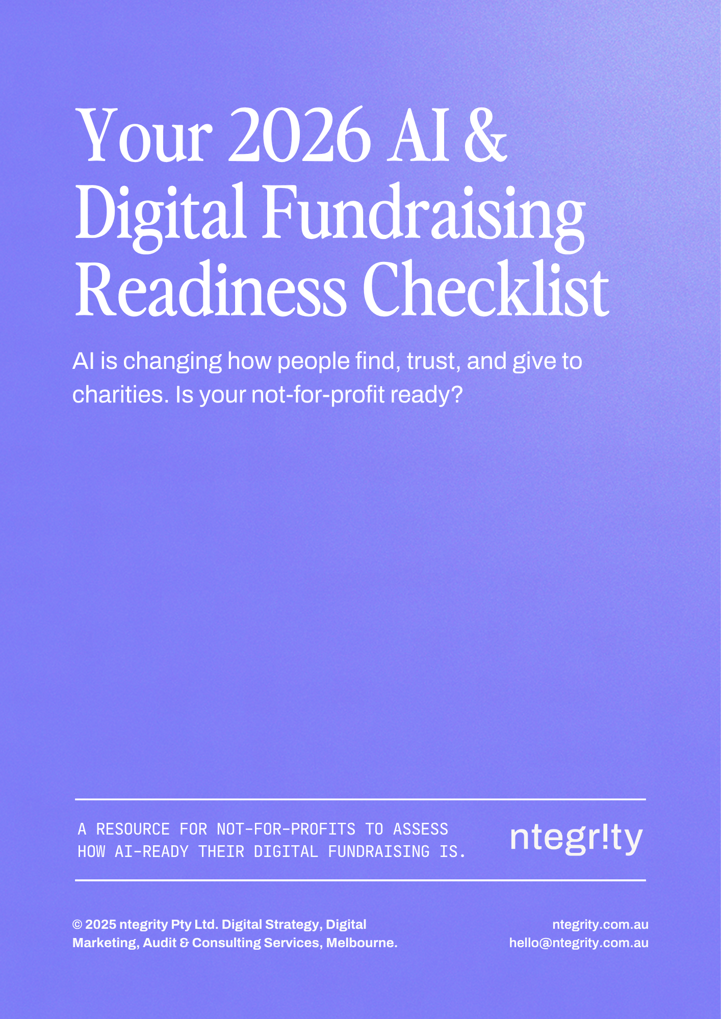 Cover_ntegrity 2026 AI & Digital Fundraising Readiness Checklist